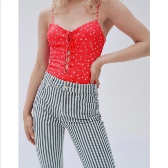 Zara satin effect red bodysuit with stars, bloggers fav, size S, NWT - Picture 2 of 9